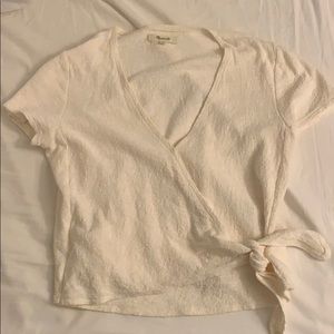 Madewell low cut white blouse with tie